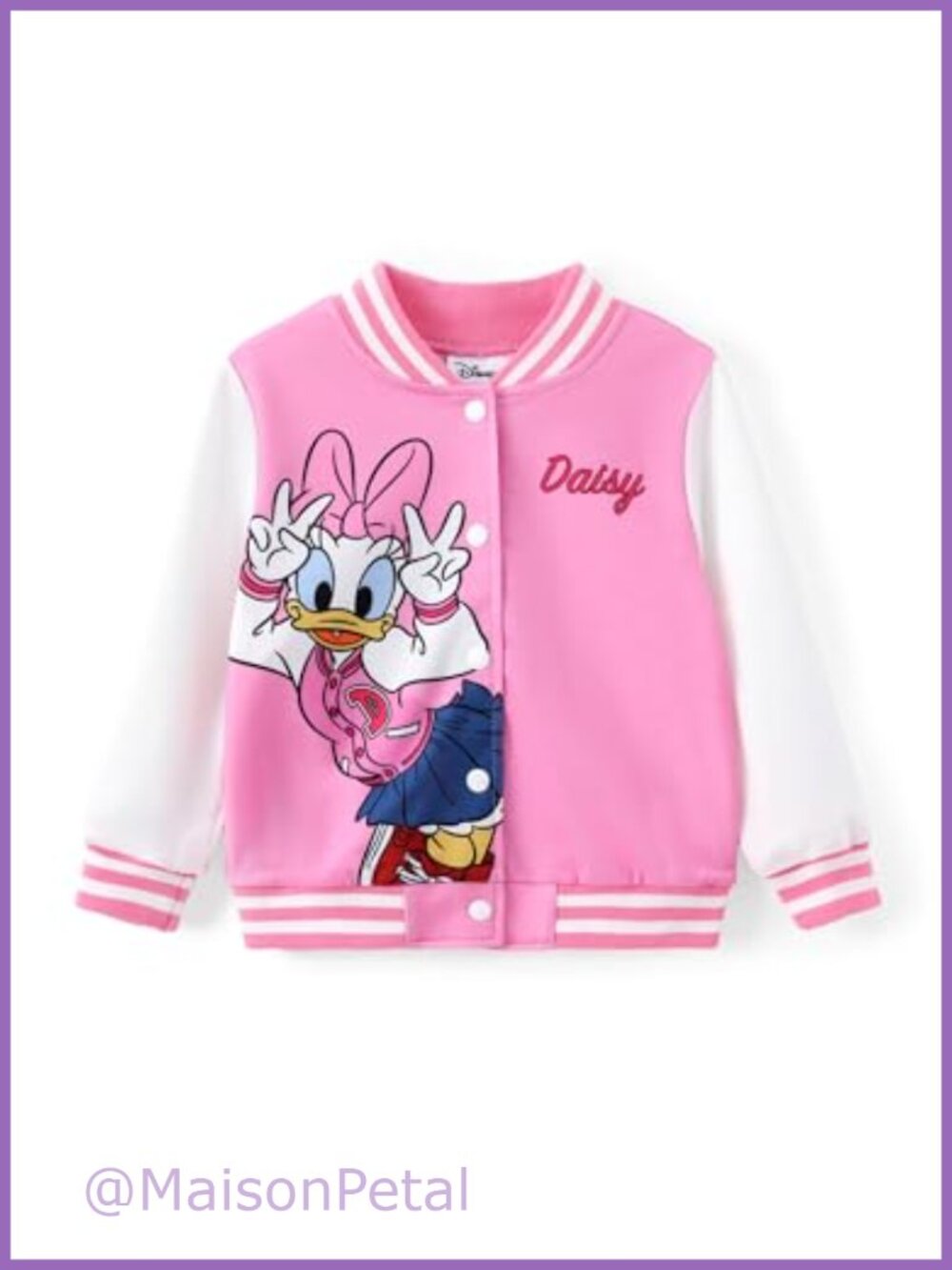 Disney Girls Varsity Bomber Jacket Zip Up Lightweight Coat Toddler to Big Kid